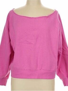 PINK Victoria's Secret Oversized Off-Shoulder Sweatshirt in Bright Pink